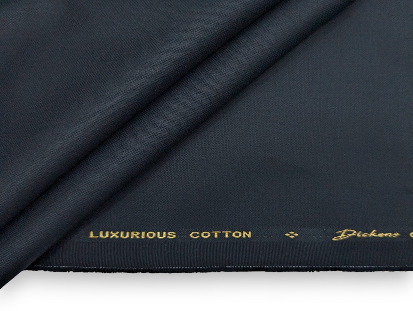 Dickens And Browne 100% Cotton Stretched Textured Unstitched Suiting Fabric (Navy Blue)