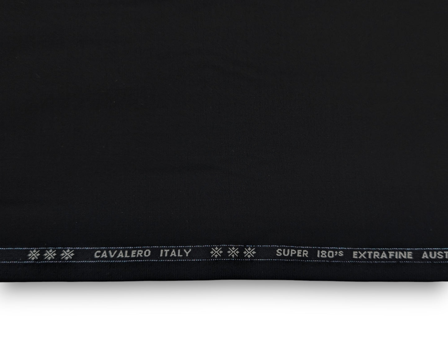Cavalero Italy 95% Wool Super 180’s Extrafine Australian Merino Wool Unstitched Suiting Fabric (Pure Black)