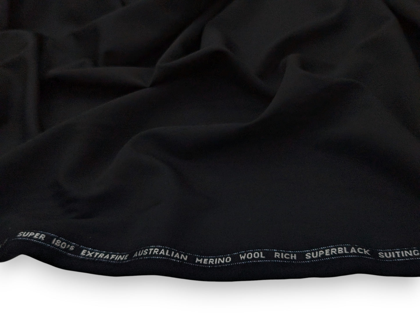 Cavalero Italy 95% Wool Super 180’s Extrafine Australian Merino Wool Unstitched Suiting Fabric (Pure Black)
