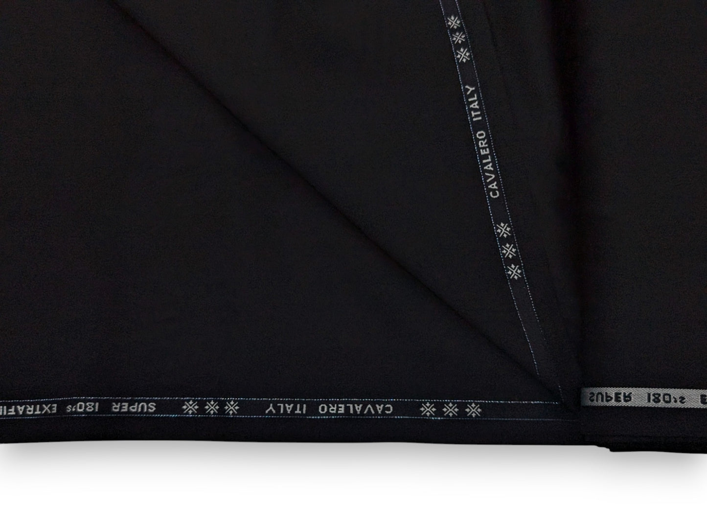 Cavalero Italy 95% Wool Super 180’s Extrafine Australian Merino Wool Unstitched Suiting Fabric (Pure Black)