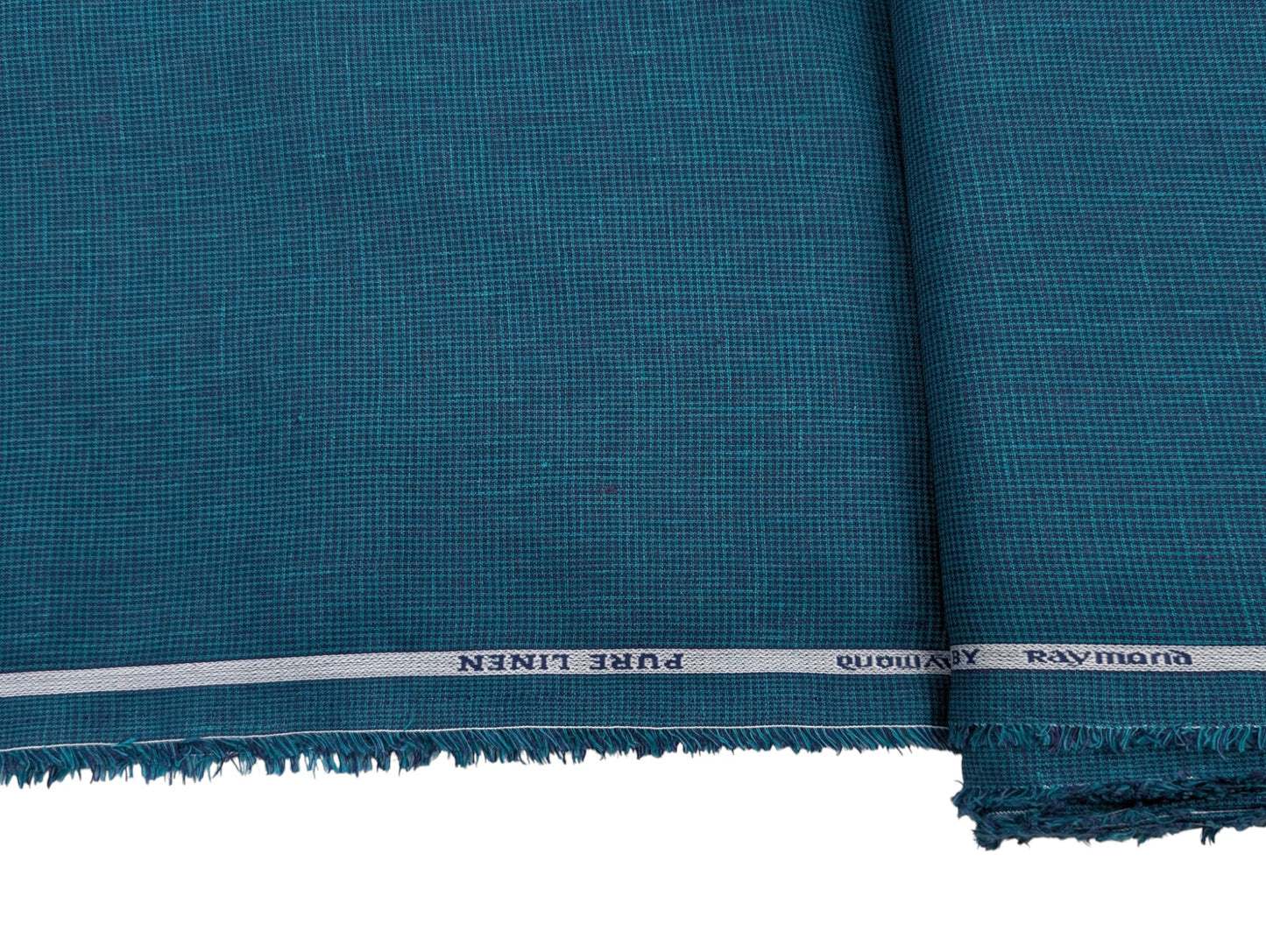 Raymond Fresco Lino 100% Pure Linen Fabric (Teal Blue Micro Check)
