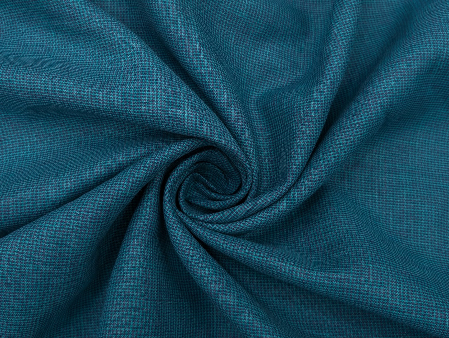 Raymond Fresco Lino 100% Pure Linen Fabric (Teal Blue Micro Check)