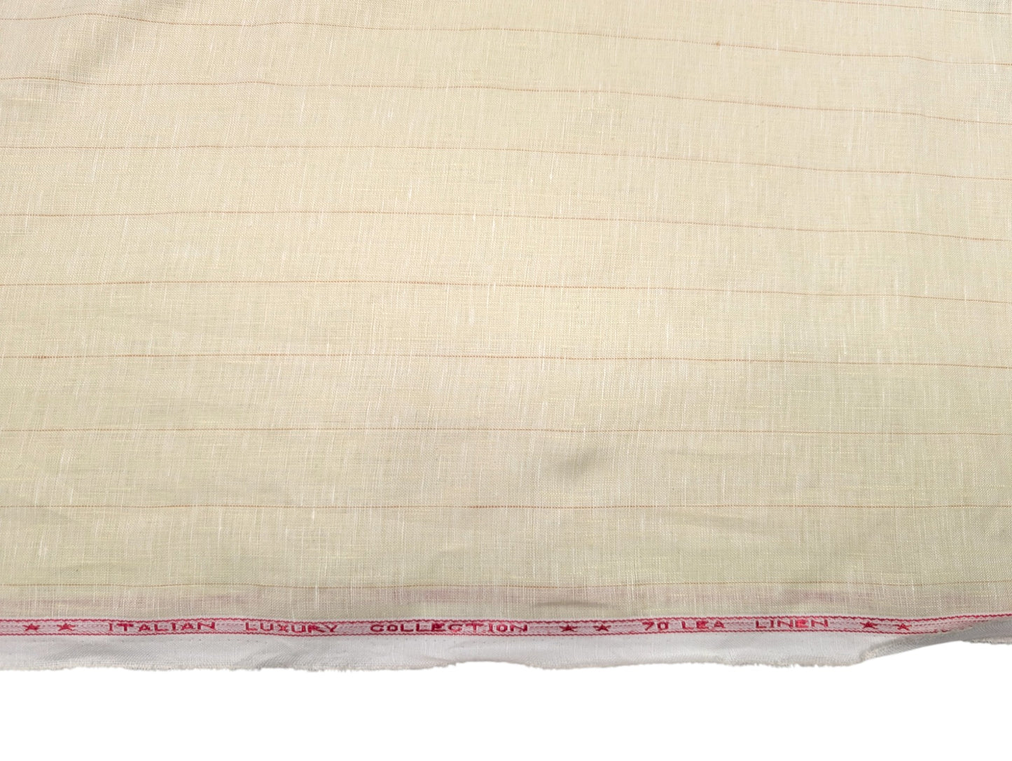 Italian Luxury Pure Linen Fabric 70 LEA (Beige with Subtle Pinstripes)