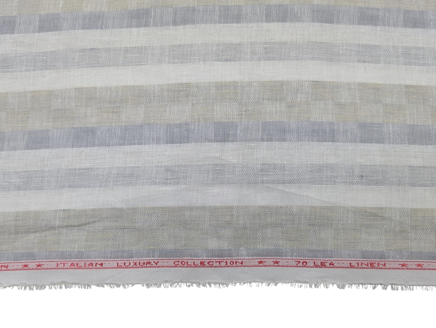 Italian Luxury Collection – Premium Striped Linen Shirting Fabric (70 Lea)(Gray)
