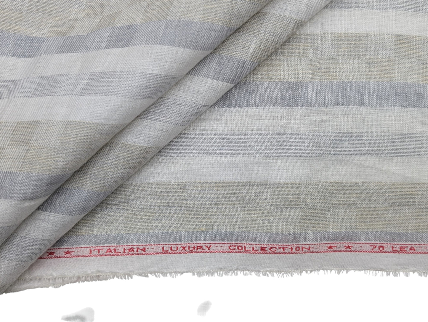 Italian Luxury Collection – Premium Striped Linen Shirting Fabric (70 Lea)(Gray)