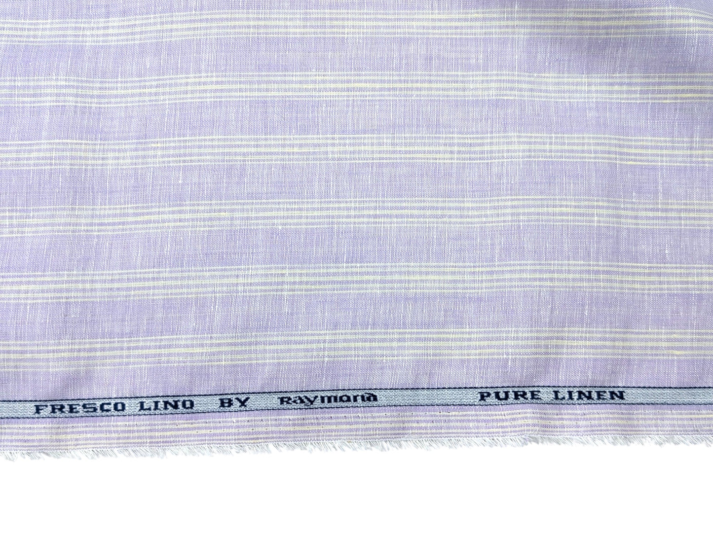 Raymond Fresco Lino Pure Linen Fabric (Lavender & White Stripe)
