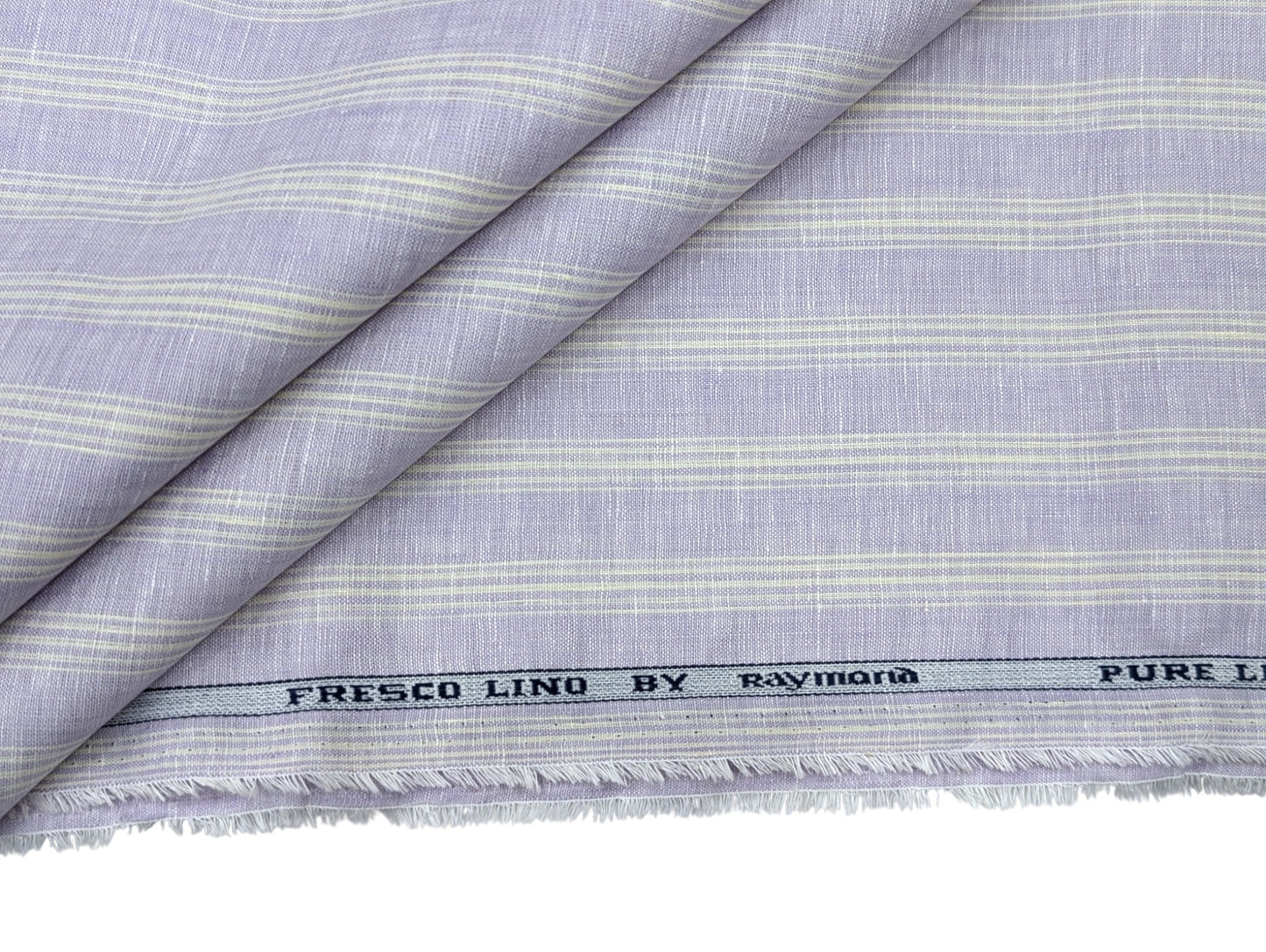Raymond Fresco Lino Pure Linen Fabric (Lavender & White Stripe)