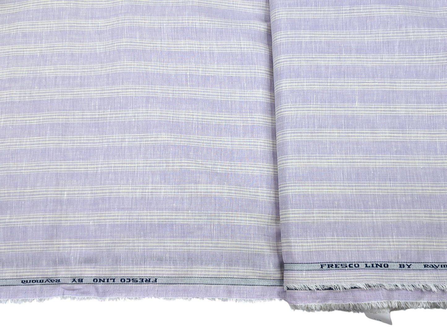 Raymond Fresco Lino Pure Linen Fabric (Lavender & White Stripe)