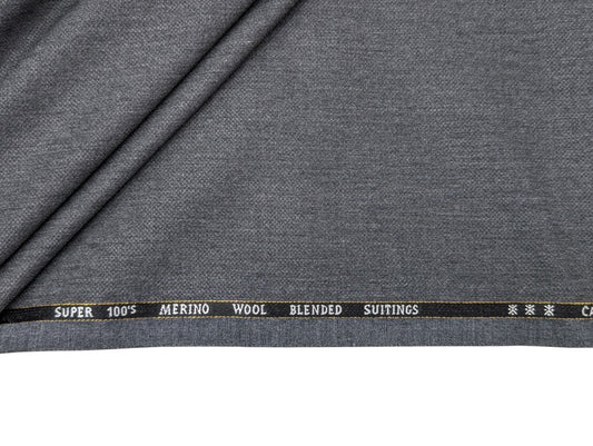 Canetti Italy Super 100's Merino Wool Blend Suiting Fabric (Smoky Grey, Melange Textured)