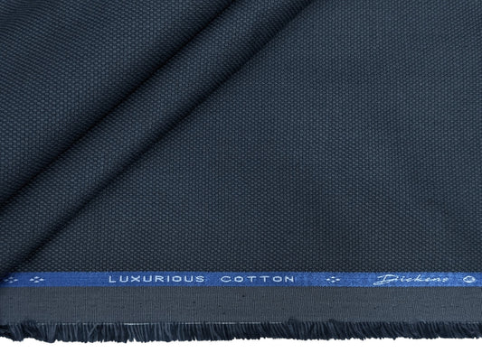 Dickens & Browne 100% Cotton Stretch Suiting Fabric (Rich Blue, Textured)