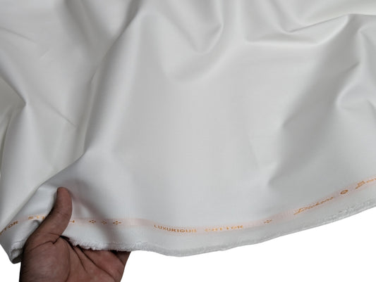 Dickens & Browne 100% Cotton Stretch Suiting Fabric (Classic White, Plain Weave)