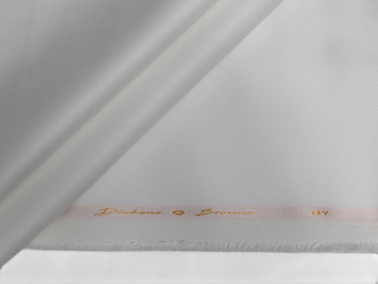 Dickens & Browne 100% Cotton Stretch Suiting Fabric (Classic White, Plain Weave)