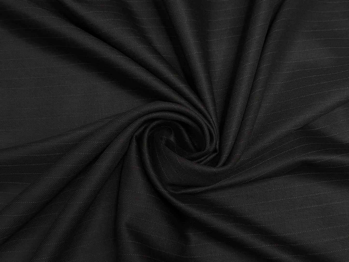 Raymond Markus Super 70's Merino Wool Blend Suiting Fabric (Midnight Black, Pinstripe)