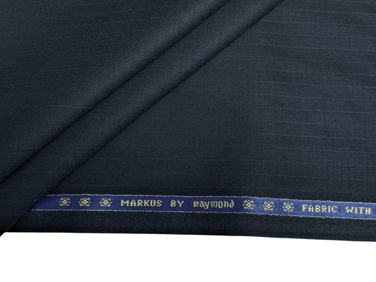 Raymond Markus Super 70's Merino Wool Blend Suiting Fabric (Royal Navy Blue, Pinstripe)