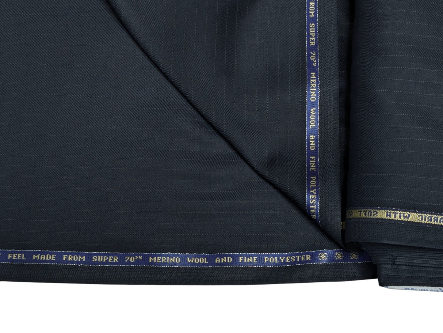 Raymond Markus Super 70's Merino Wool Blend Suiting Fabric (Royal Navy Blue, Pinstripe)