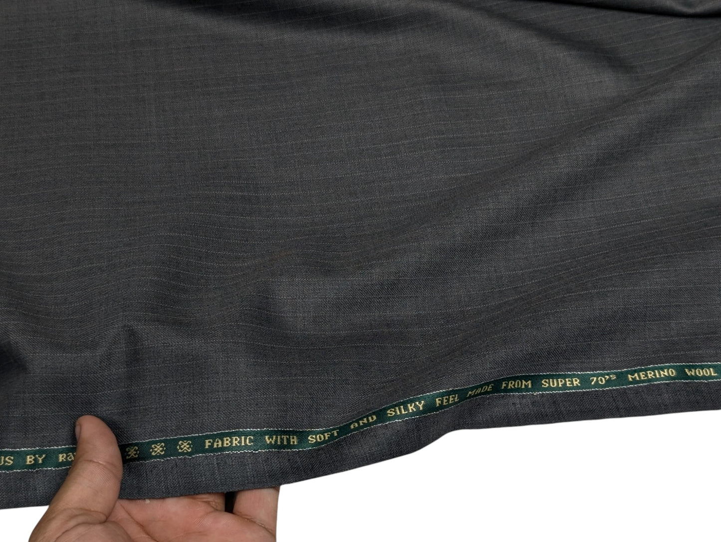 Raymond Markus Super 70's Merino Wool Blend Suiting Fabric (Steel Grey, Pinstripe)