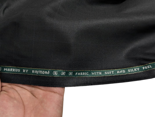 Raymond Markus Super 70's Wool blend Suiting Fabric (Midnight Black, Silent Checks)