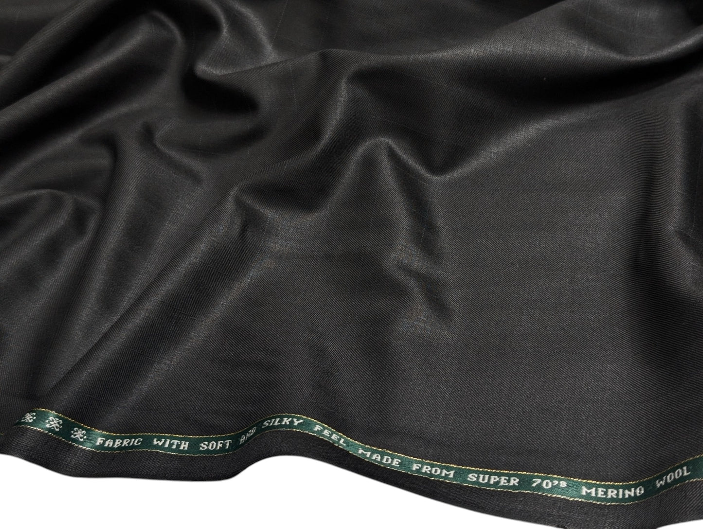 Raymond Markus Super 70's Wool blend Suiting Fabric (Midnight Black, Silent Checks)