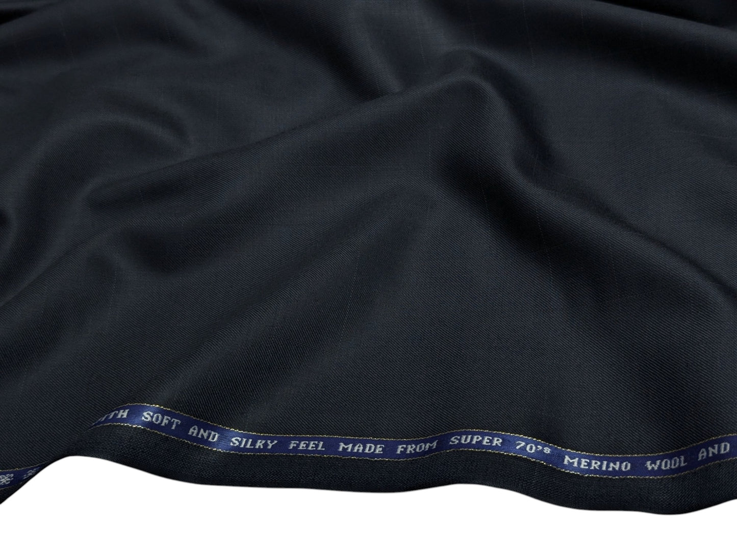 Raymond Markus Super 70's Wool blend Suiting Fabric (Navy Blue, Silent Checks)