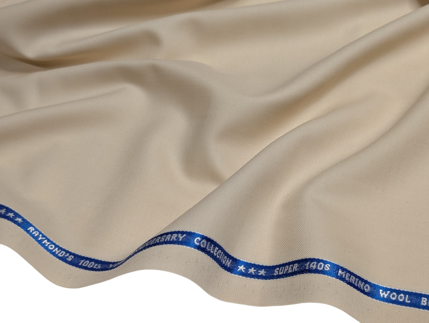 Raymond Spectora Super 140's Wool blend Suiting Fabric (Sandy Beige, Solid)