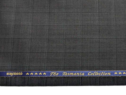 Raymond The Tasmania Collection Super 100's Unstitched Suiting Fabric (Checkered Gray)