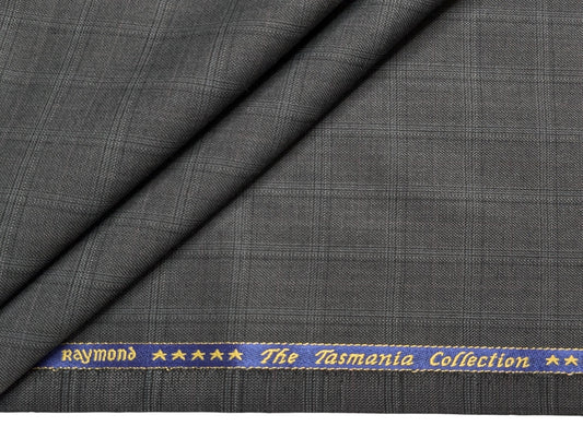 Raymond The Tasmania Collection Super 100's Unstitched Suiting Fabric (Checkered Gray)