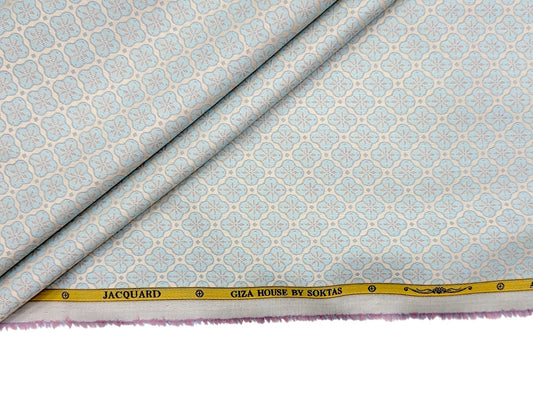 Giza House by Soktas Jacquard Premium Cotton Shirting Fabric (Pastel Blue Motifs)