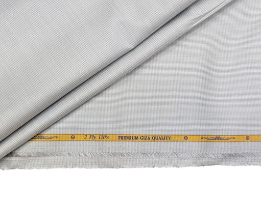 Giza House by Soktas 2 ply 120s Premium Giza Cotton Shirting Fabric (Gray, Micro Checks)