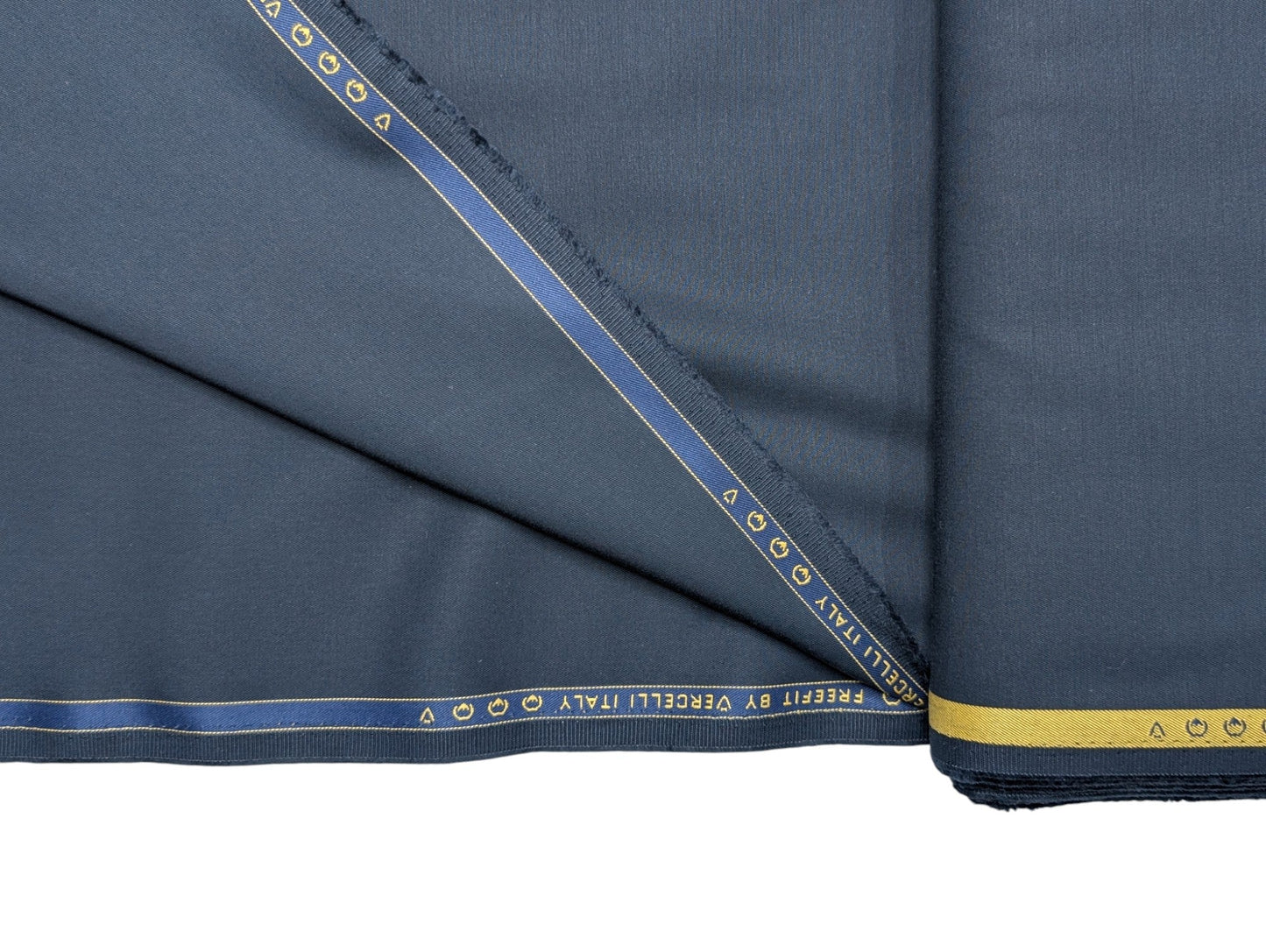 Vercelli Italy 100% Supima Cotton Lycra Suiting Fabric (Midnight Blue, Plain Weave)