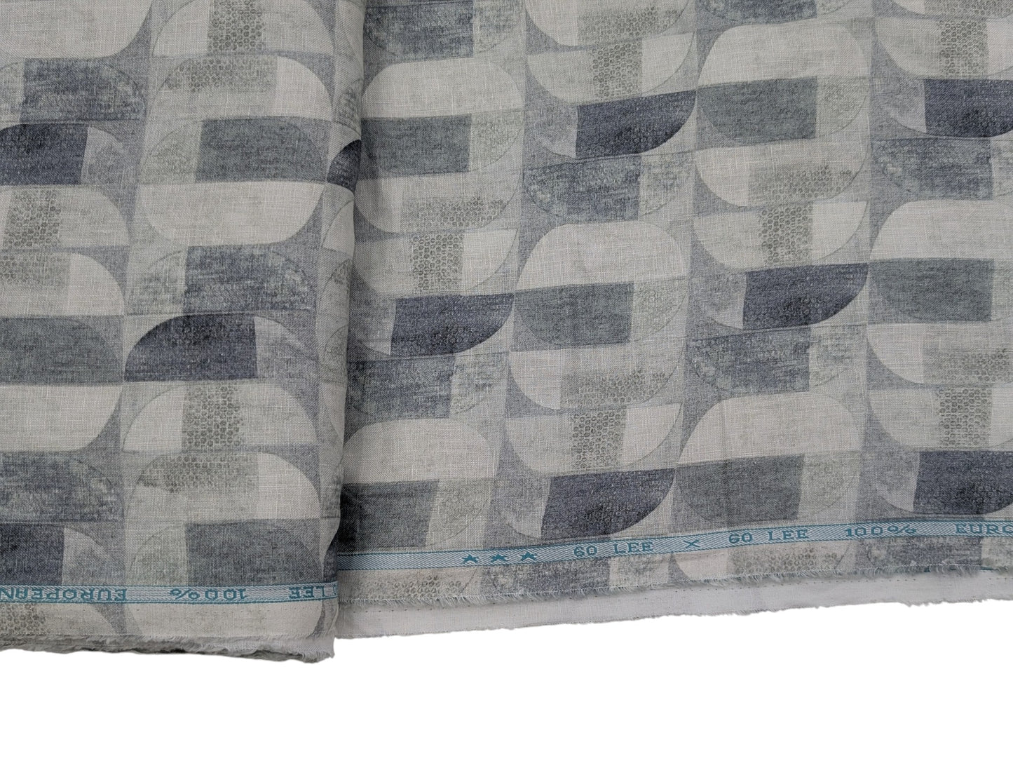 100% Pure European Linen 60 LEA Shirting Fabric (Grey, Printed)