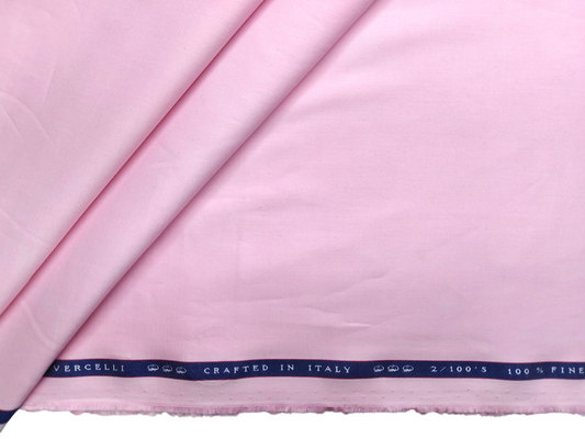 Vercelli Italy 2/100s Finest Supima Cotton Shirting Fabric (Pink , Plain)