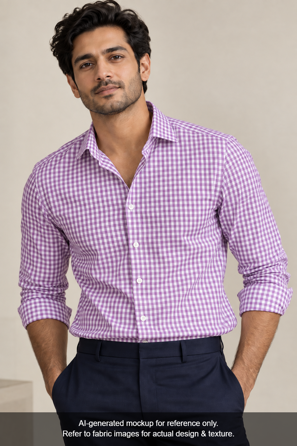 Vercelli Italy 2/100s Finest Supima Cotton Wrinkle Resistant Shirting Fabric (Dusty Pink, Checks)