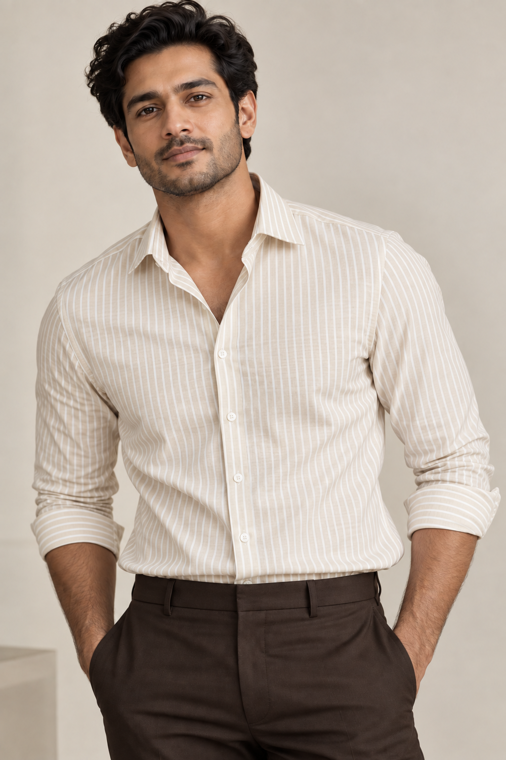 Canetti Italy 100% Premium Cotton Shirting Fabric (Light Yellow & White, CARLONCS103-168)