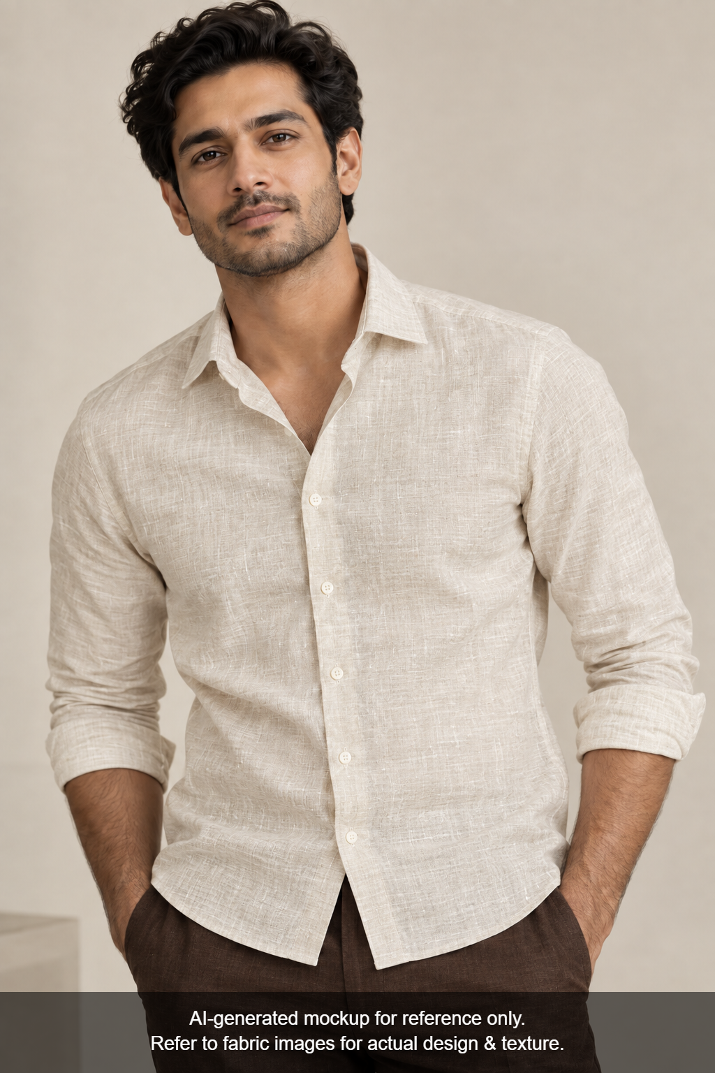 100% Pure Linen 60 LEA Shirting Fabric (Natural, Plain)