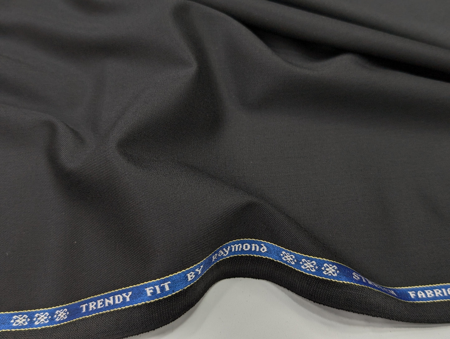 Raymond Wool Blend Unstitched Stretch Suiting Fabric (Black)