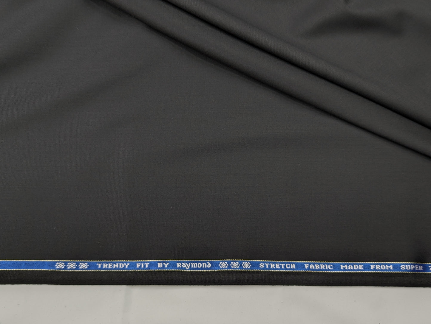 Raymond Wool Blend Unstitched Stretch Suiting Fabric (Black)