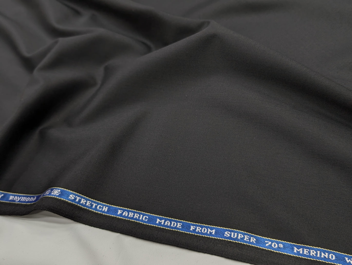 Raymond Wool Blend Unstitched Stretch Suiting Fabric (Black)