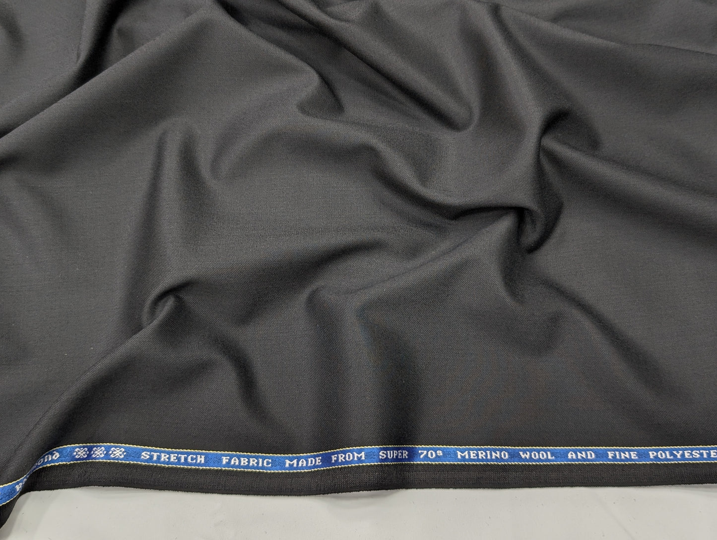 Raymond Wool Blend Unstitched Stretch Suiting Fabric (Black)