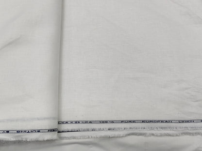 100% Pure European Linen 25 LEA Suiting Fabric (White, Plain Weave)