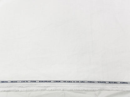 100% Pure European Linen 40 LEA Suiting Fabric (White, Plain Weave)