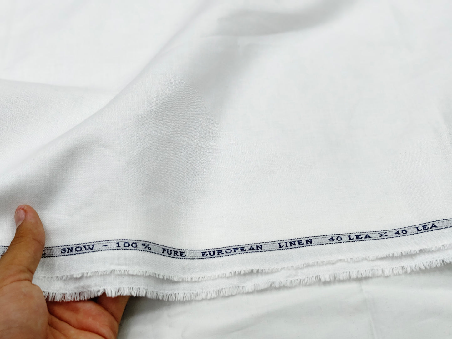 100% Pure European Linen 40 LEA Suiting Fabric (White, Plain Weave)