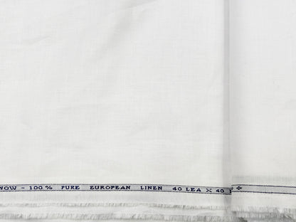 100% Pure European Linen 40 LEA Suiting Fabric (White, Plain Weave)