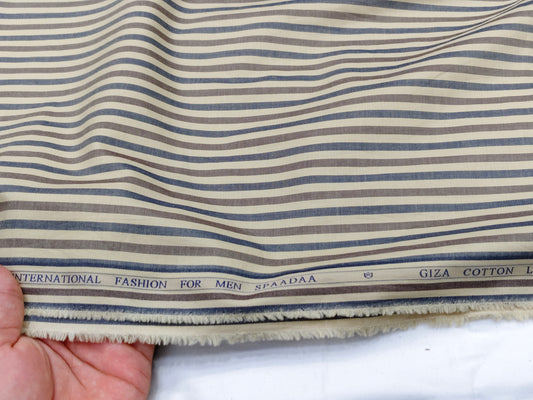 Spaada 100% Giza Cotton Luxury Shirting Fabric (Brown, Striped)