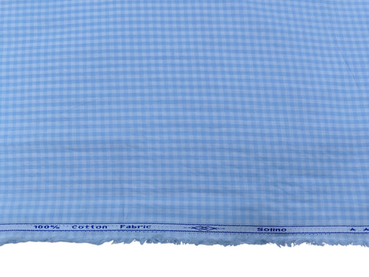 Solino 100% Cotton Shirting Fabric (Blue, Checks)