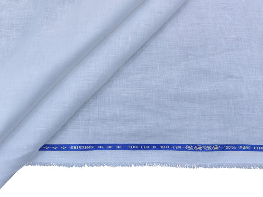 100% Pure Linen 100 LEA Shirting Fabric (White, Plain )