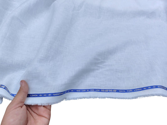 100% Pure Linen 100 LEA Shirting Fabric (White, Plain )