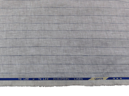 100% Pure European Linen 70 LEA Shirting Fabric (Stoned Beige, Striped)
