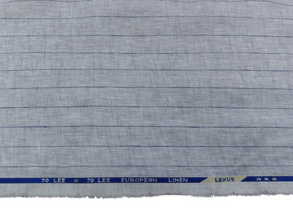 100% Pure European Linen 70 LEA Shirting Fabric (Stoned Beige, Striped)