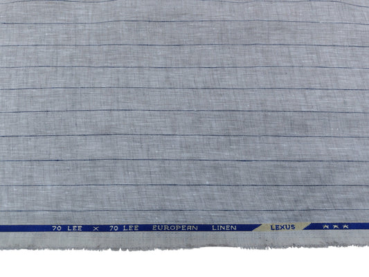 100% Pure European Linen 70 LEA Shirting Fabric (Stoned Beige, Striped)