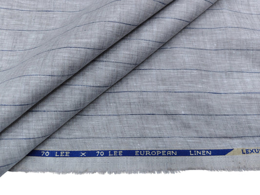 100% Pure European Linen 70 LEA Shirting Fabric (Stoned Beige, Striped)